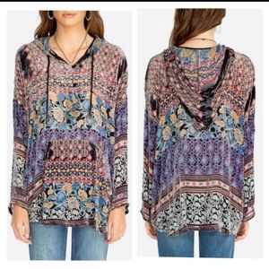 Johnny Was Boho Karma Burnout Aztec Print Sweater Hoodie Pullover Longsleeve